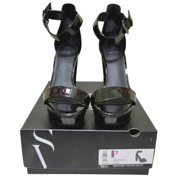Simply Vera Wang Women Hong Kong Platform Ankle Strap Sandals Size US 7M Black - Picture 2 of 7